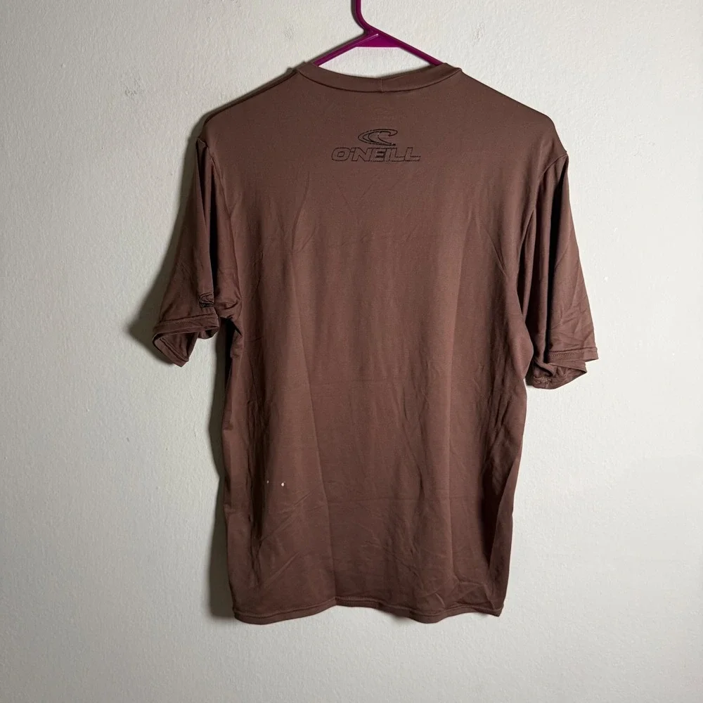 Oneill Mens Brown Short Sleeve Rash Guard Swim Shirt‎ Medium RN77131 Logo